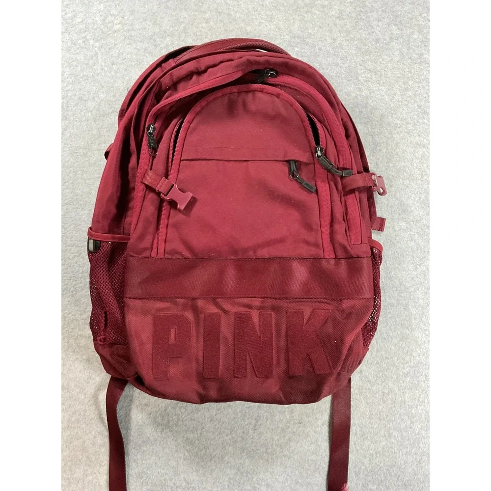 Victoria's Secret PINK Collegiate Backpack Burgundy Maroon School Bag Large